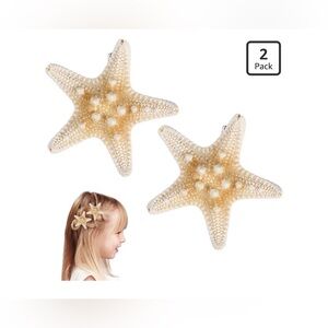 2PCS Starfish Hair Clips-Sandy Beige
